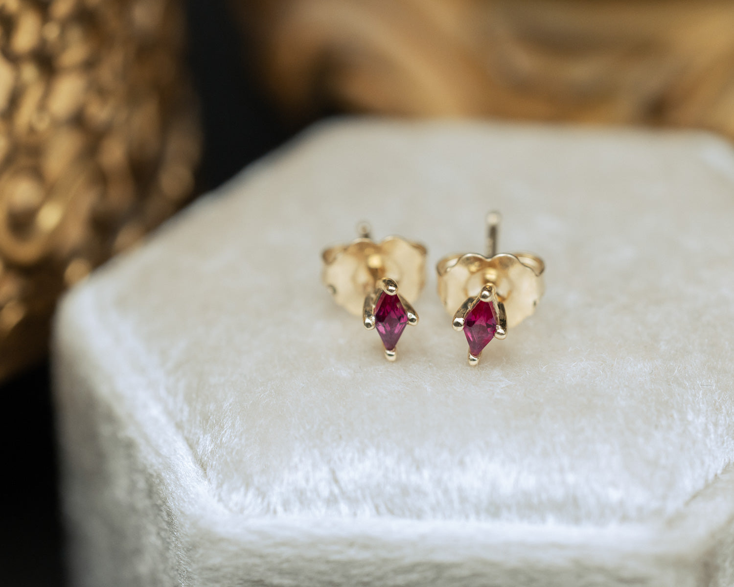 KITE CUT LAB-GROWN RUBY STUD EARRINGS-Staghead Designs
