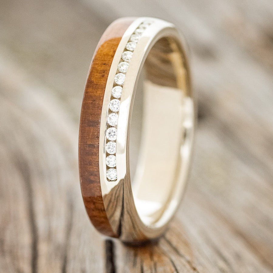 Koa Wood & Diamond Accent Men's Wedding Band | Staghead Designs