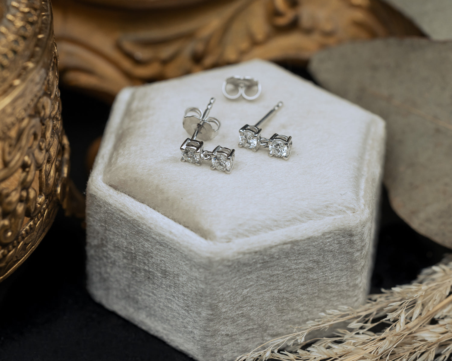 1/2 CTW LAB-GROWN DIAMOND TWO STONE EARRINGS-Staghead Designs