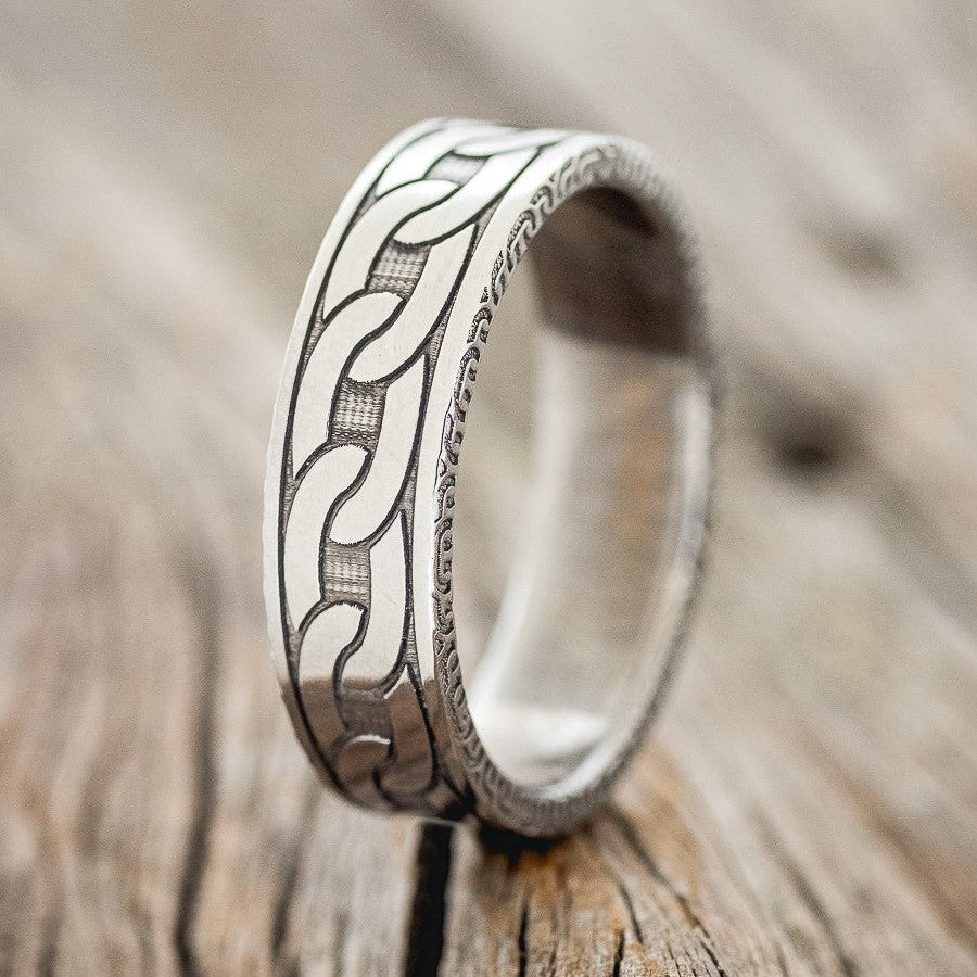 "LINK"- CHAIN ENGRAVED WEDDING BAND-1