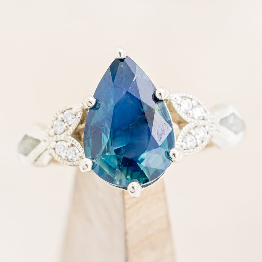 "LUCIA" - ENGAGEMENT RING WITH DIAMOND ACCENTS & TWO INLAYS - MOUNTING ONLY - SELECT YOUR OWN STONE-Staghead Designs