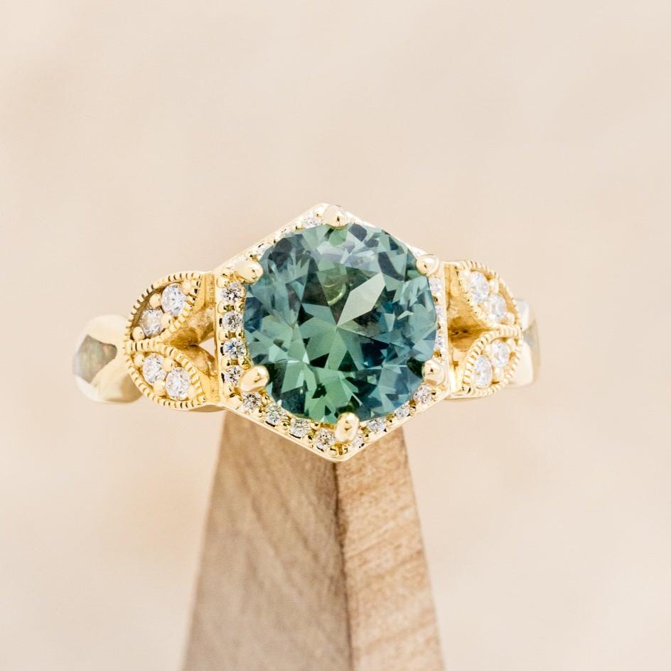 "LUCY IN THE SKY" - ENGAGEMENT RING WITH DIAMOND ACCENTS & TWO INLAYS - MOUNTING ONLY - SELECT YOUR OWN STONE-7