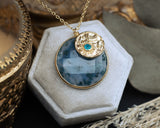 LUNA NECKLACE - 18K GOLD VERMEIL SILVER PENDANT WITH MOSS AGATE - BY JORGE REVILLA-Staghead Designs