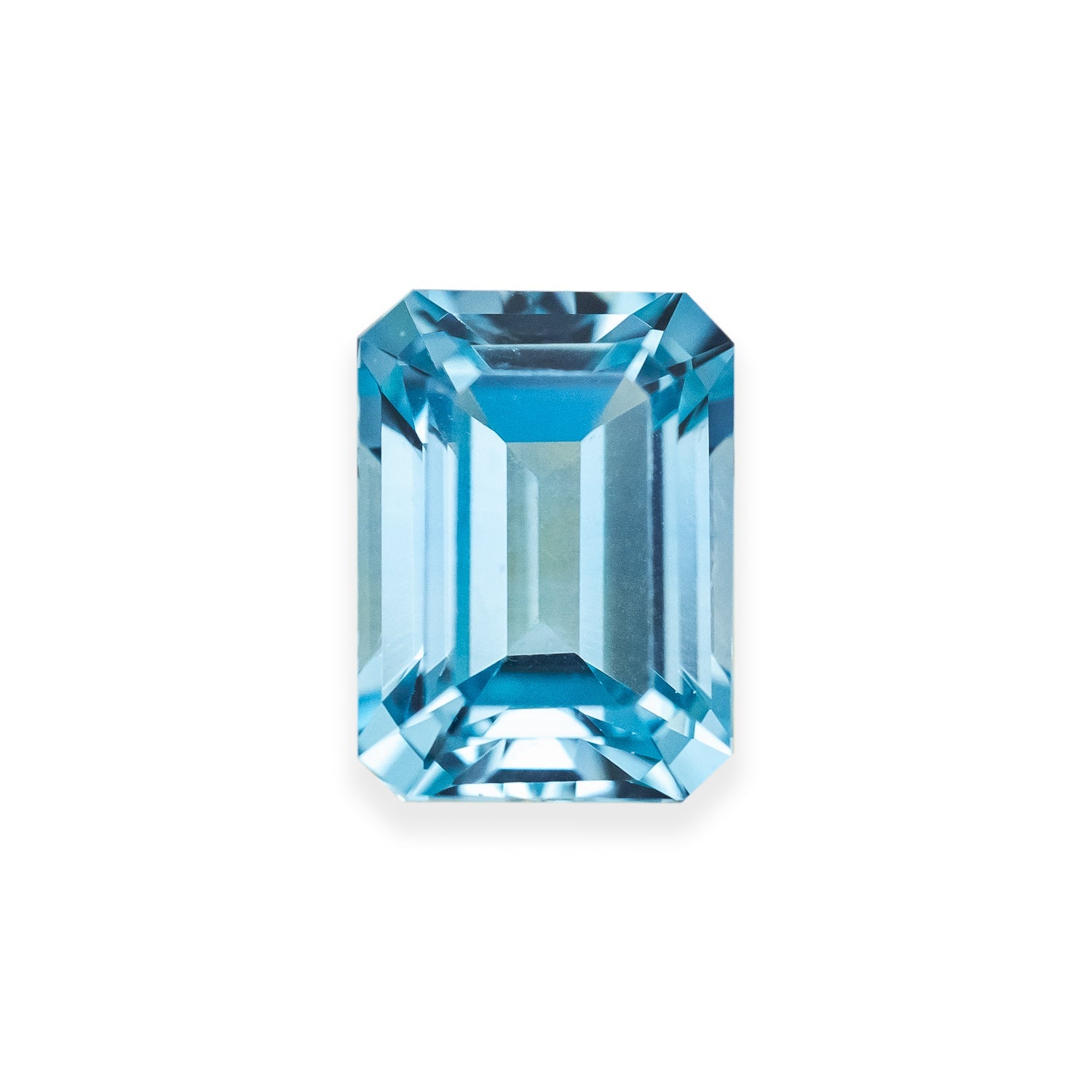 Lab-Grown Emerald Cut Aqua Sapphire