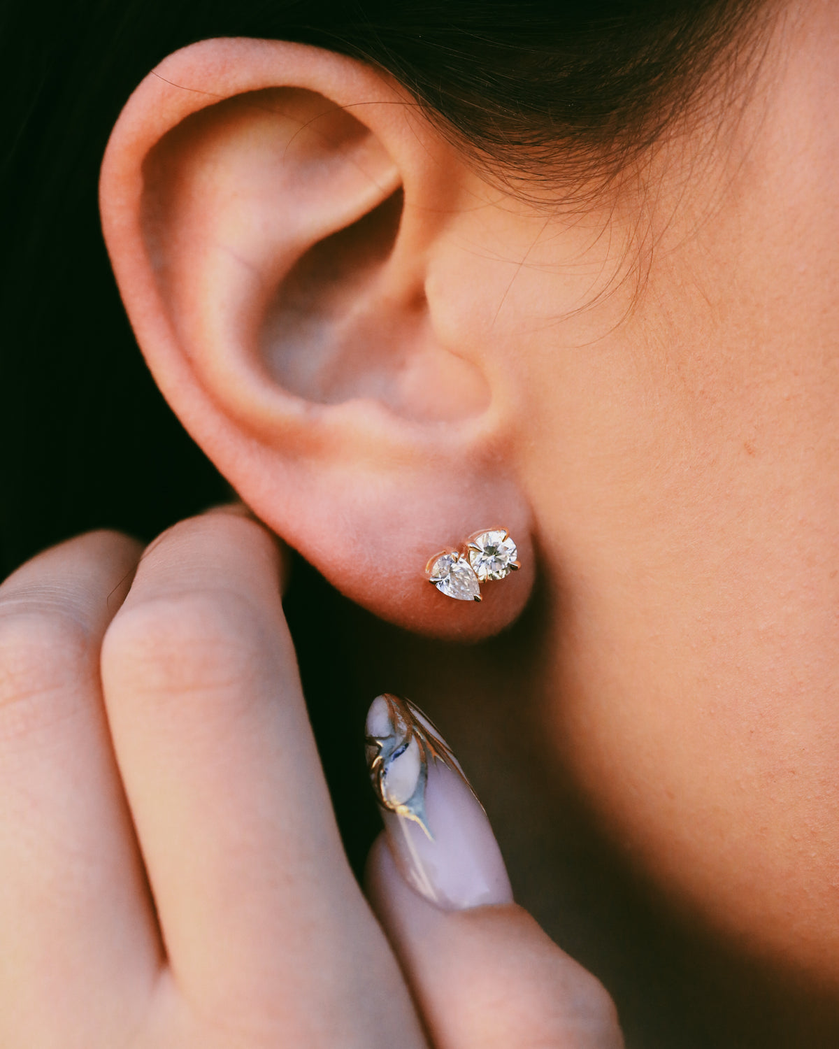 1 1/6 CTW LAB-GROWN DIAMOND TOI ET MOI STUD EARRINGS-3