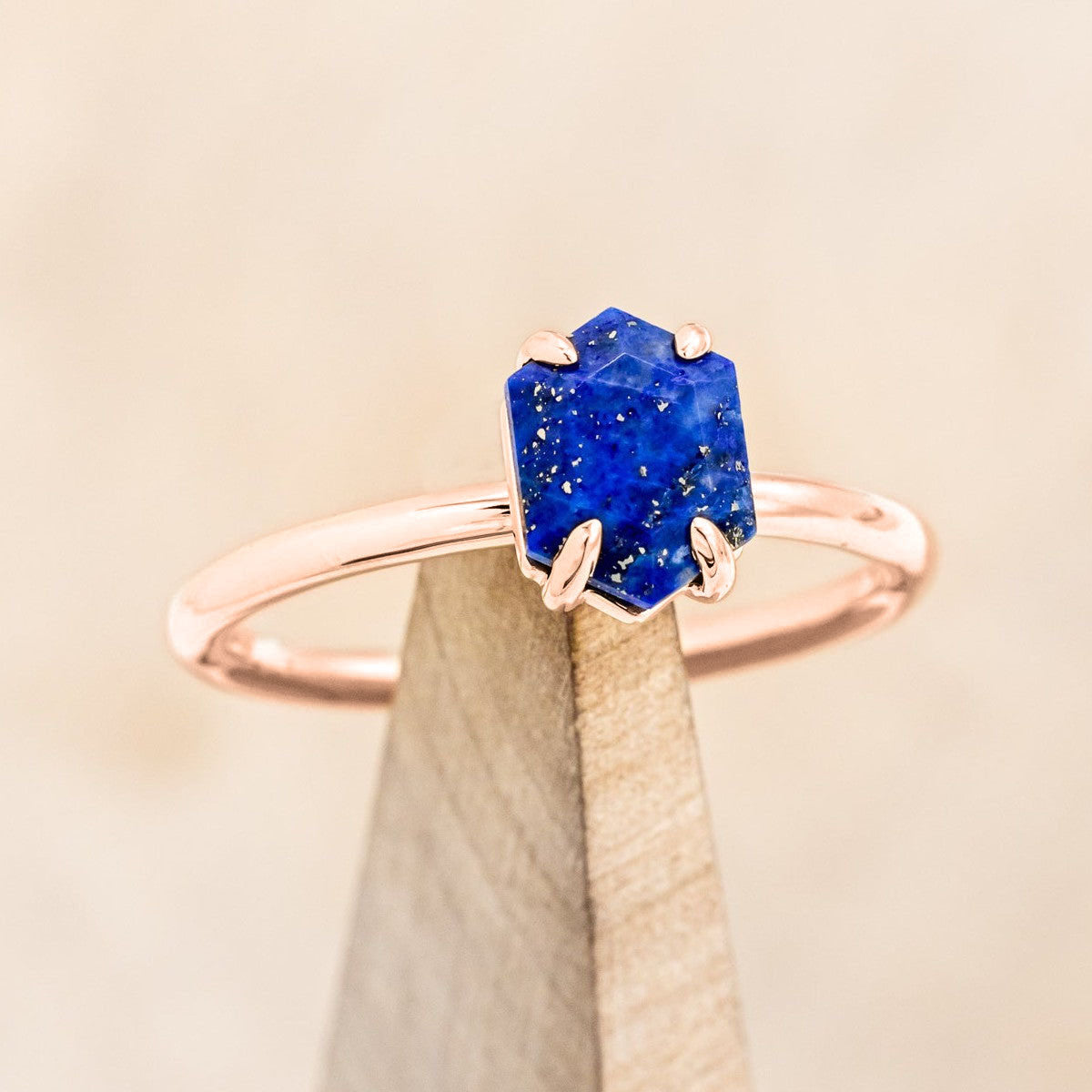 "AURUM" - HEXAGON CUT SOLITAIRE ENGAGEMENT RING-Staghead Designs