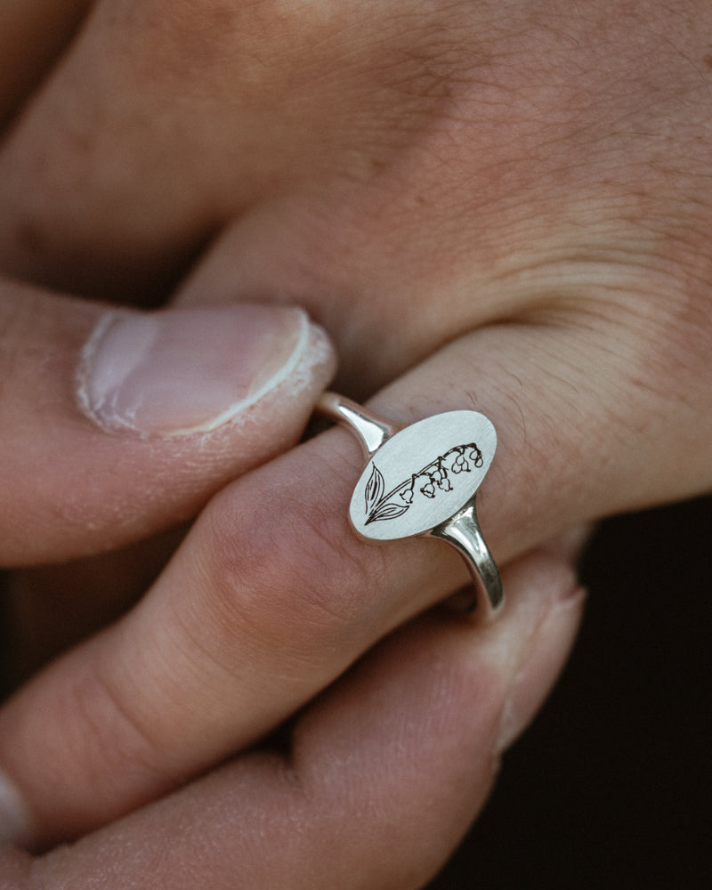 "LILY OF THE VALLEY" - ENGRAVABLE SIGNET RING