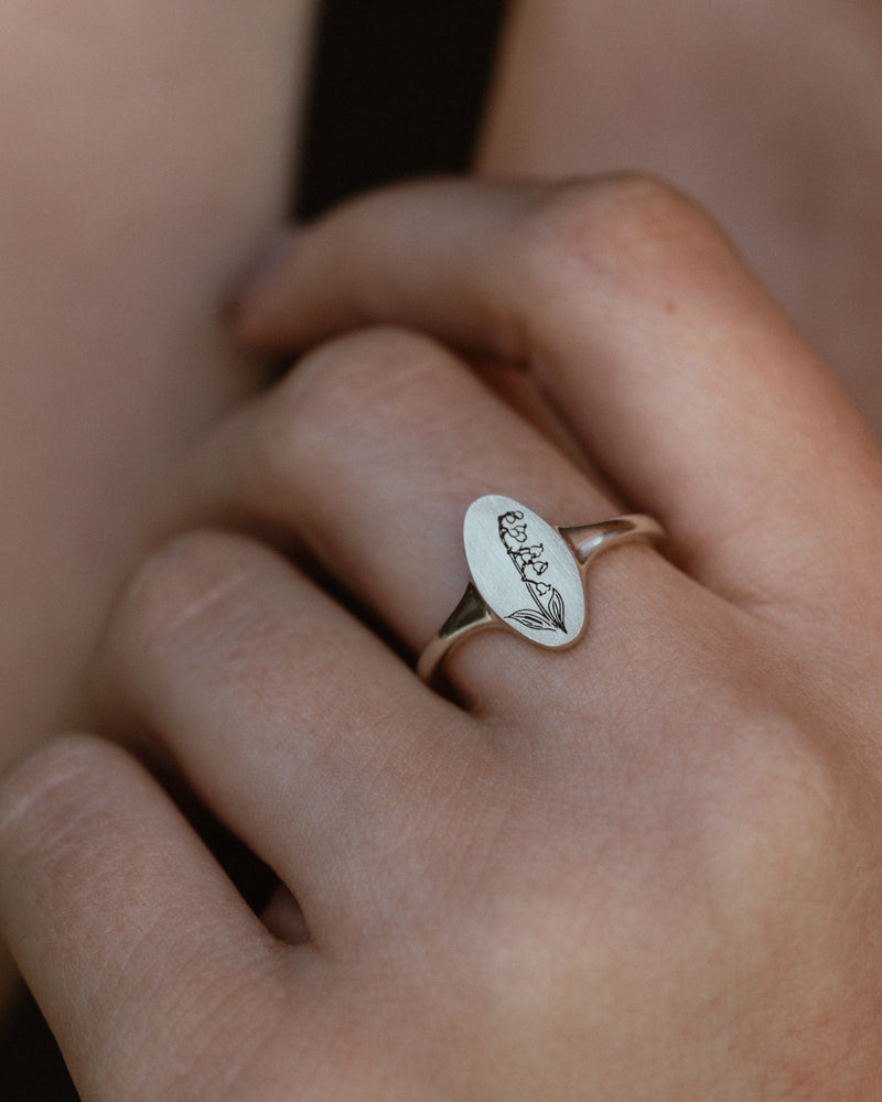 "LILY OF THE VALLEY" - ENGRAVABLE SIGNET RING