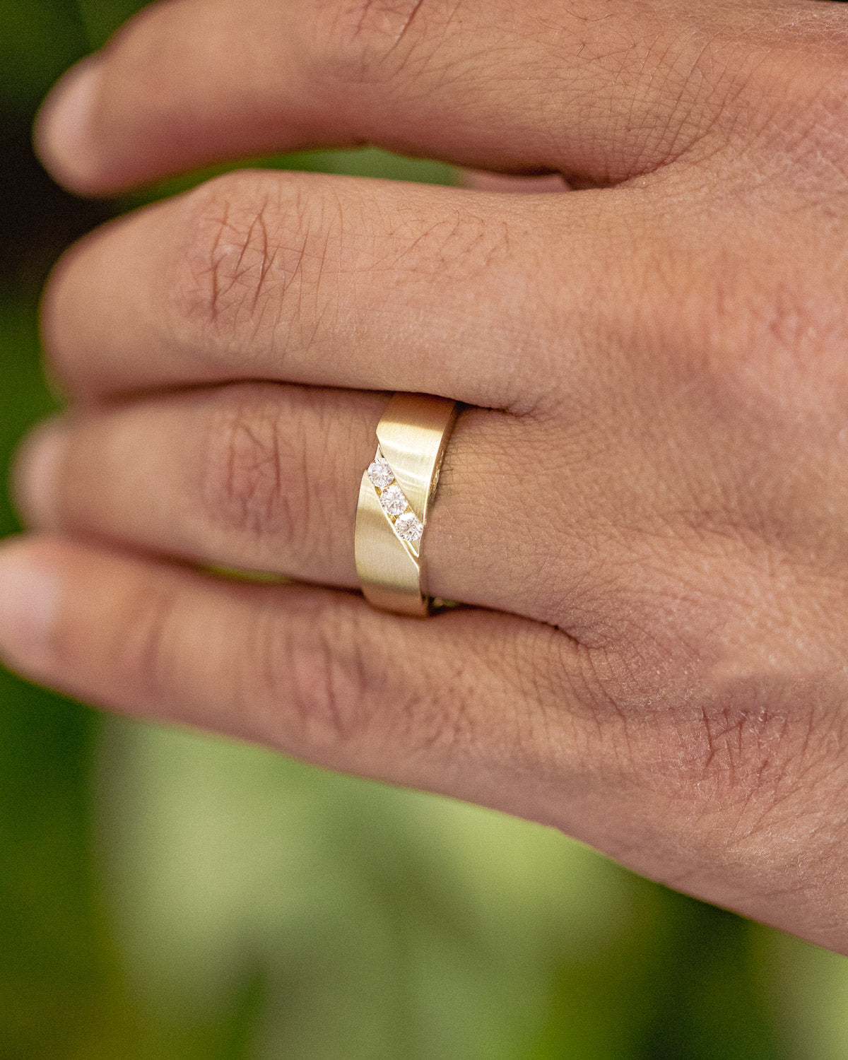 "Mateo" - Diamond Accented Engagement Ring With A Brushed Finish-Staghead Designs