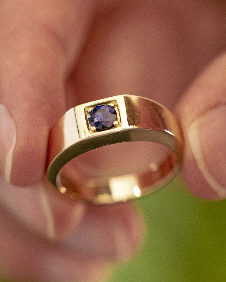 MEN'S BLUE SAPPHIRE ENGAGEMENT RING-4