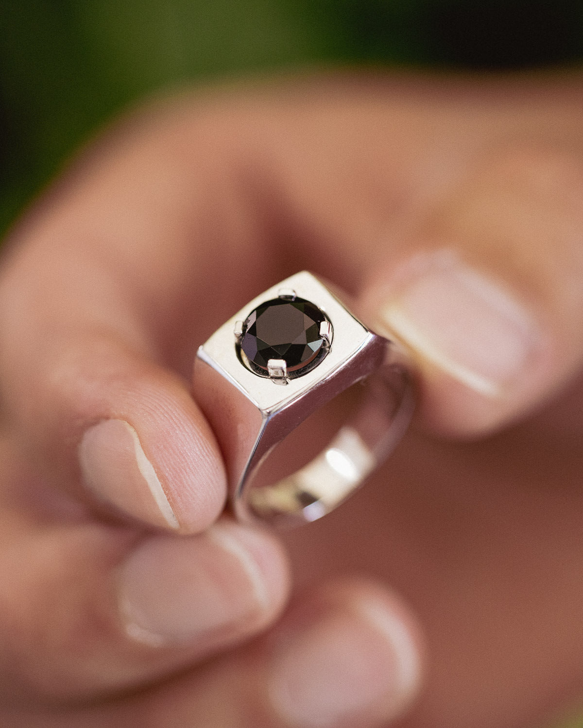 FLAT TOP MEN'S ENGAGEMENT RING WITH ONYX-6