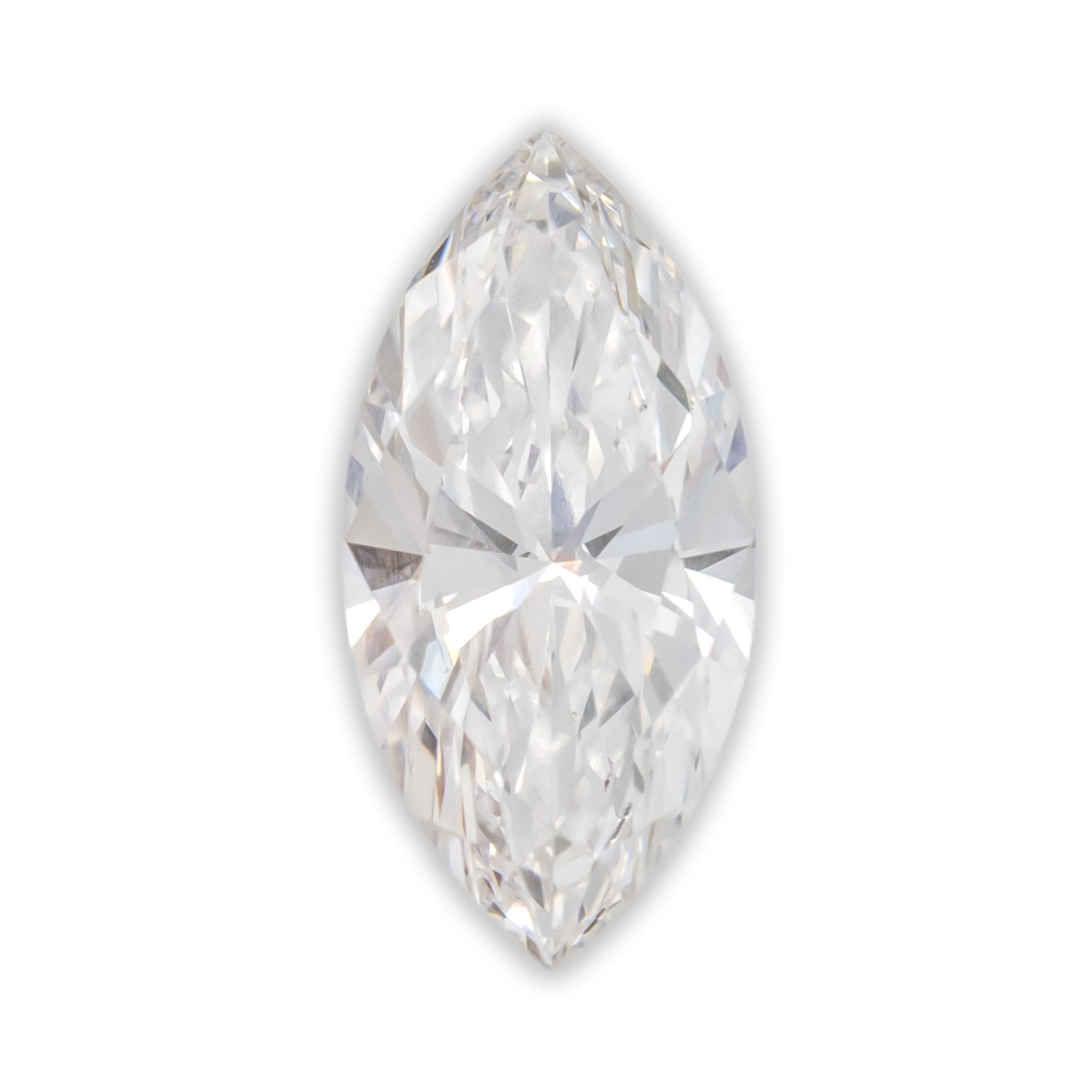 Marquise cut lab diamond on white background