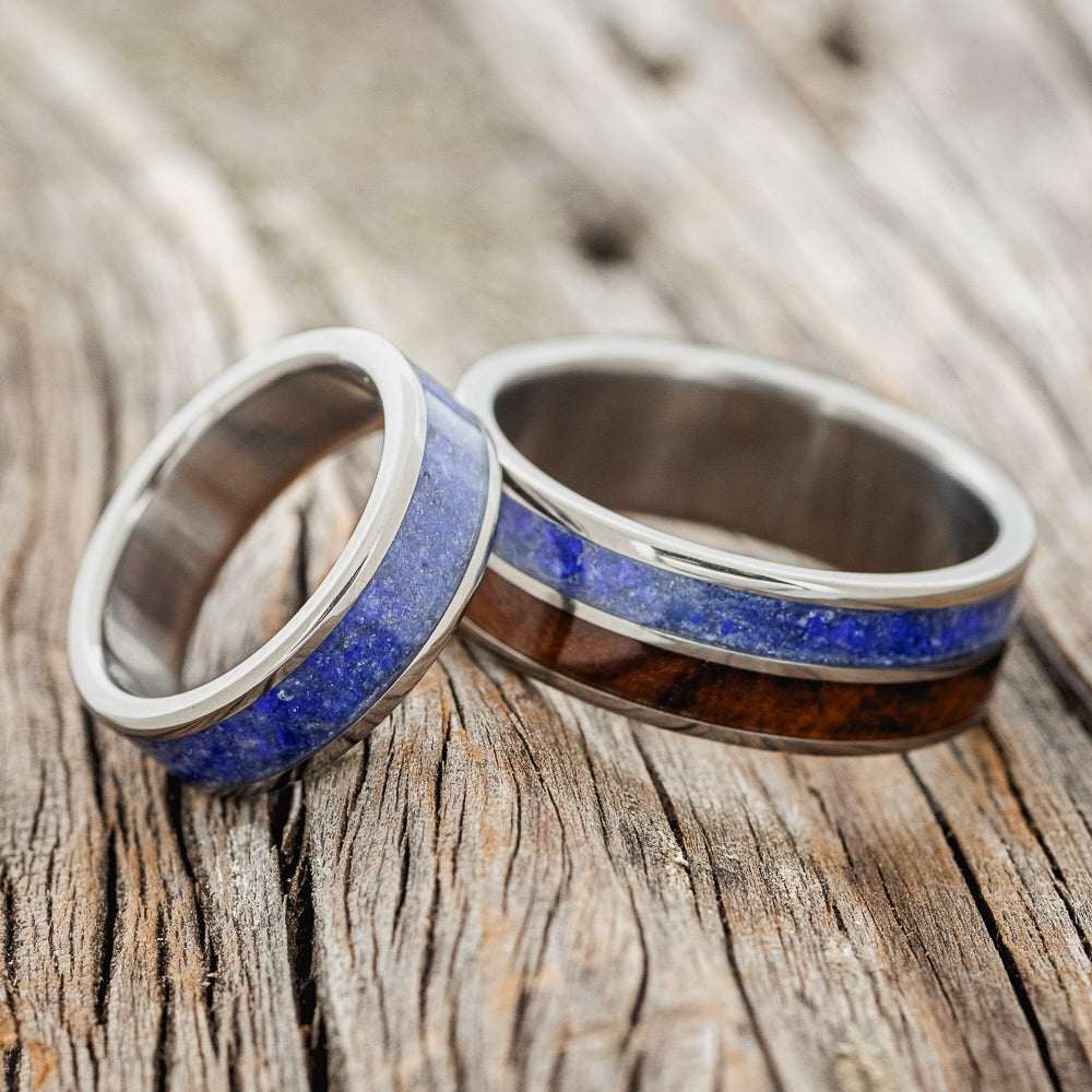 MATCHING SET OF LAPIS LAZULI & IRONWOOD WEDDING BANDS-1