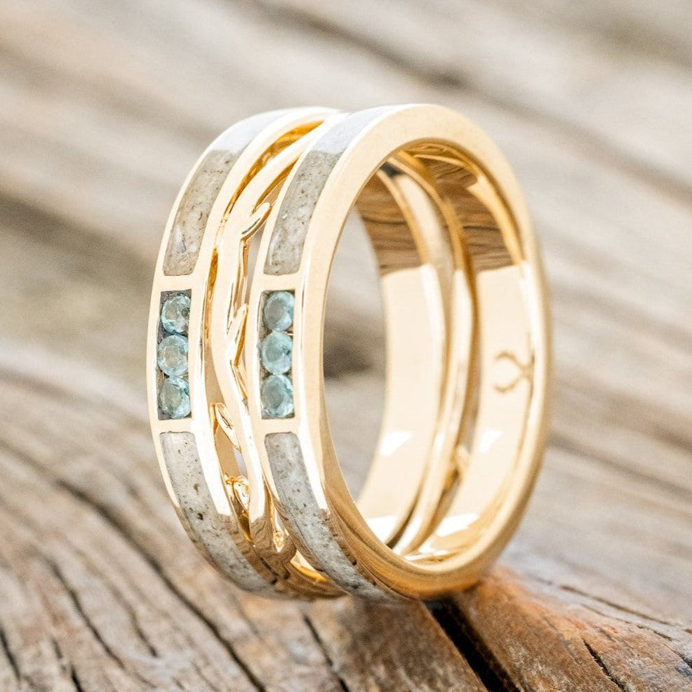 MEN'S "ARTEMIS" - MOONSTONE & ALEXANDRITE WEDDING RING FEATURING A 14K GOLD BAND-1