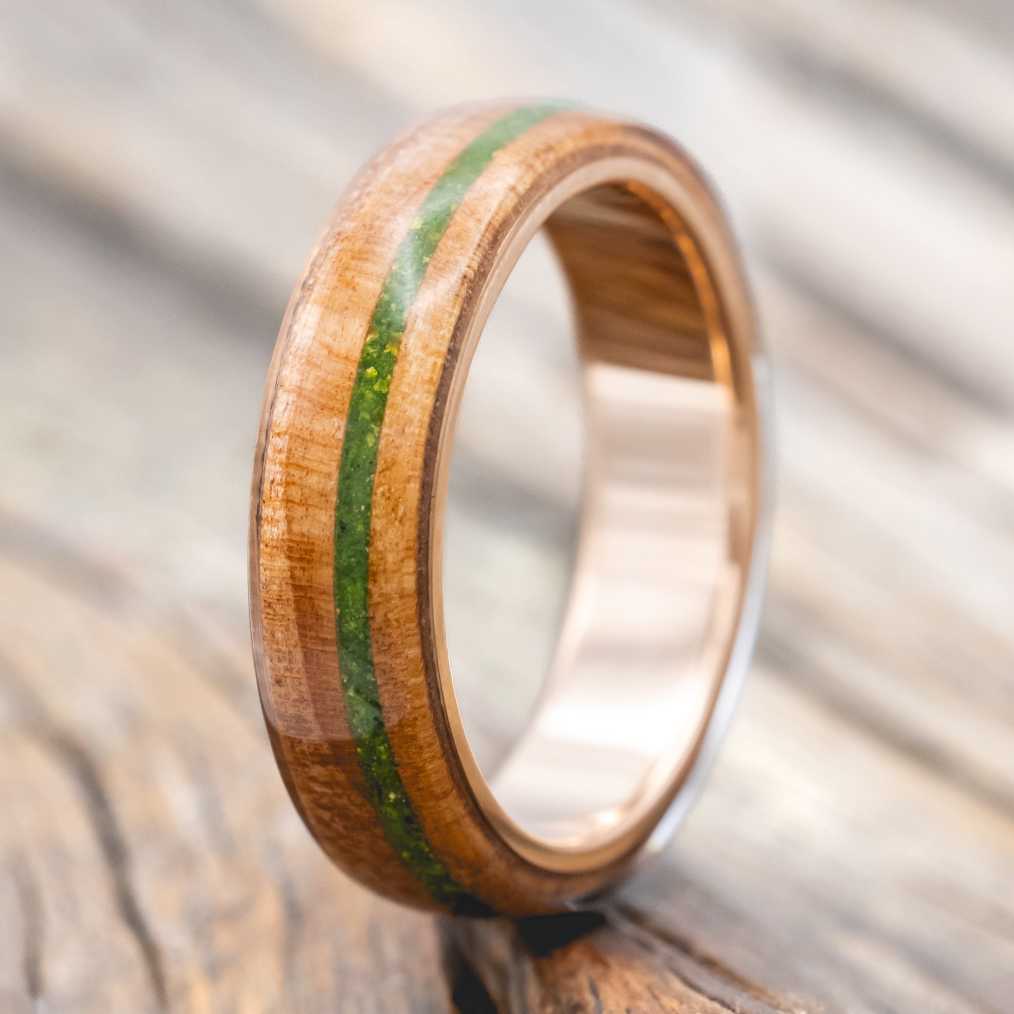 "REMMY" - REDWOOD & MOSS WEDDING RING-Staghead Designs