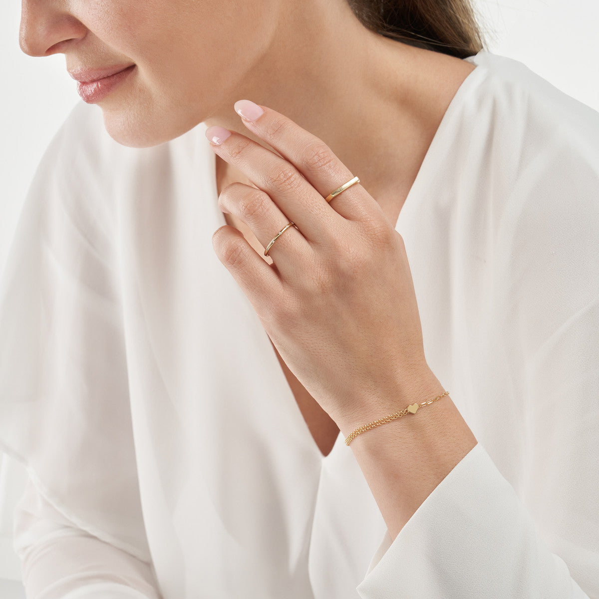 14K GOLD DOUBLE ROLO & PAPERCLIP HEART BRACELET-Staghead Designs