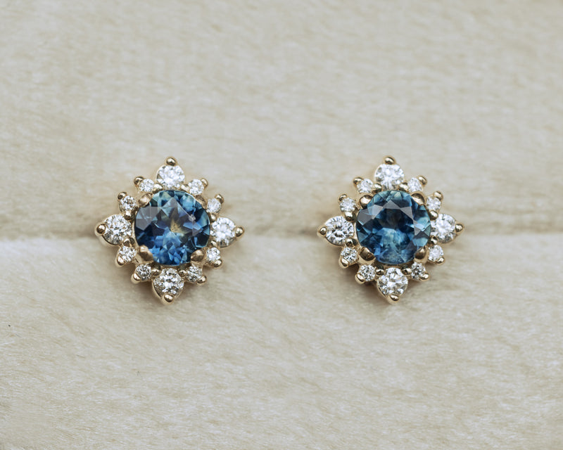 ROUND MONTANA SAPPHIRE EARRINGS WITH DIAMOND ACCENTS-4