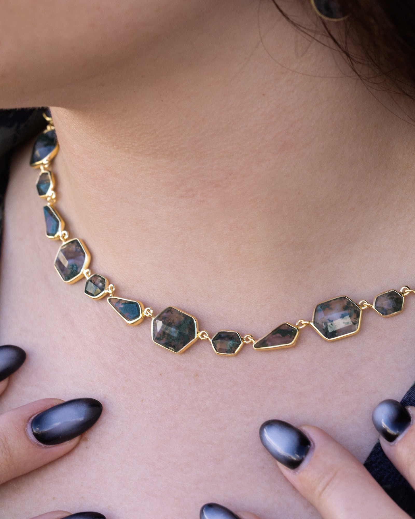 Jorge Revilla 18K Gold Vermeil Moss Agate Necklace | Staghead Designs