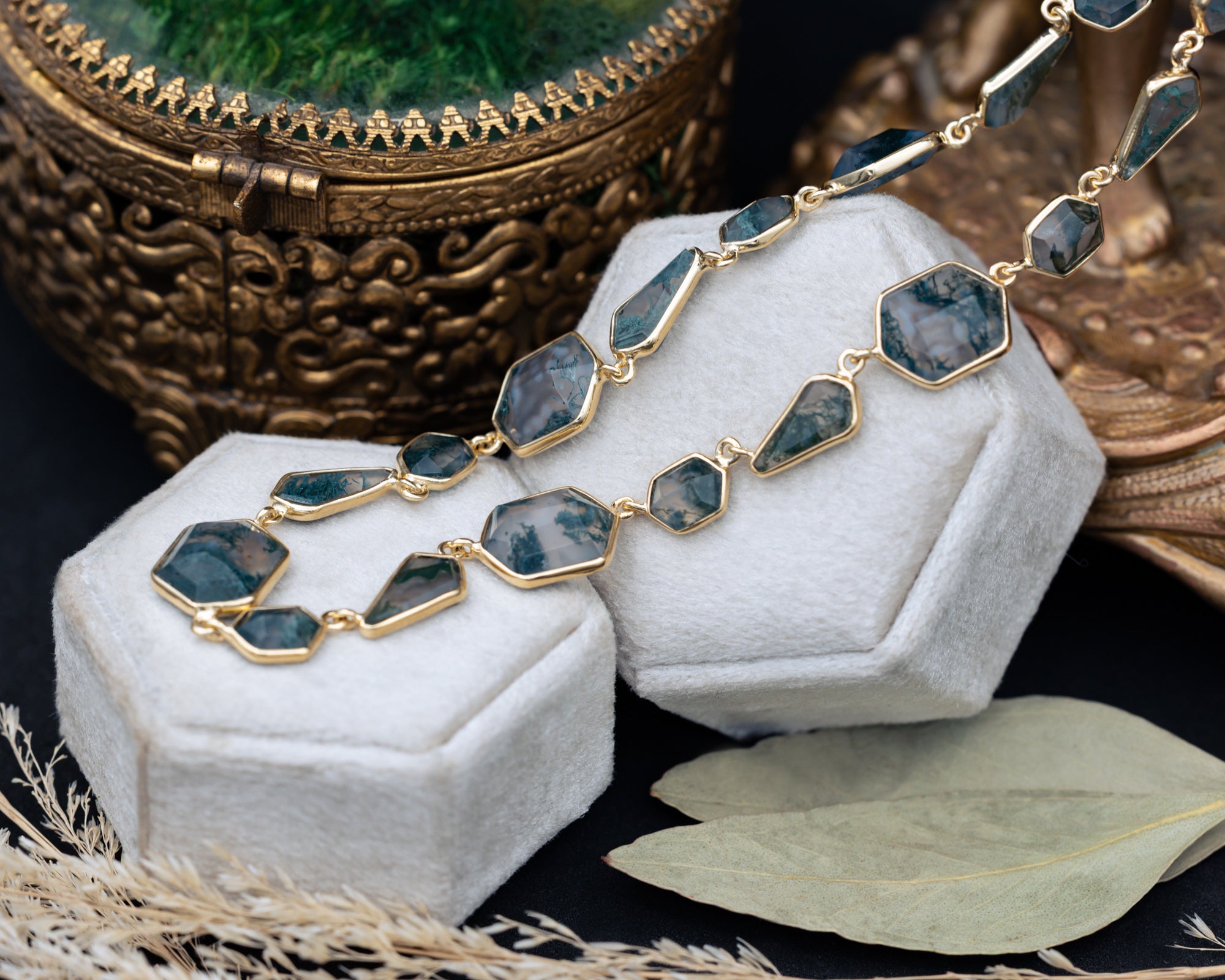 Jorge Revilla 18K Gold Vermeil Moss Agate Necklace | Staghead Designs
