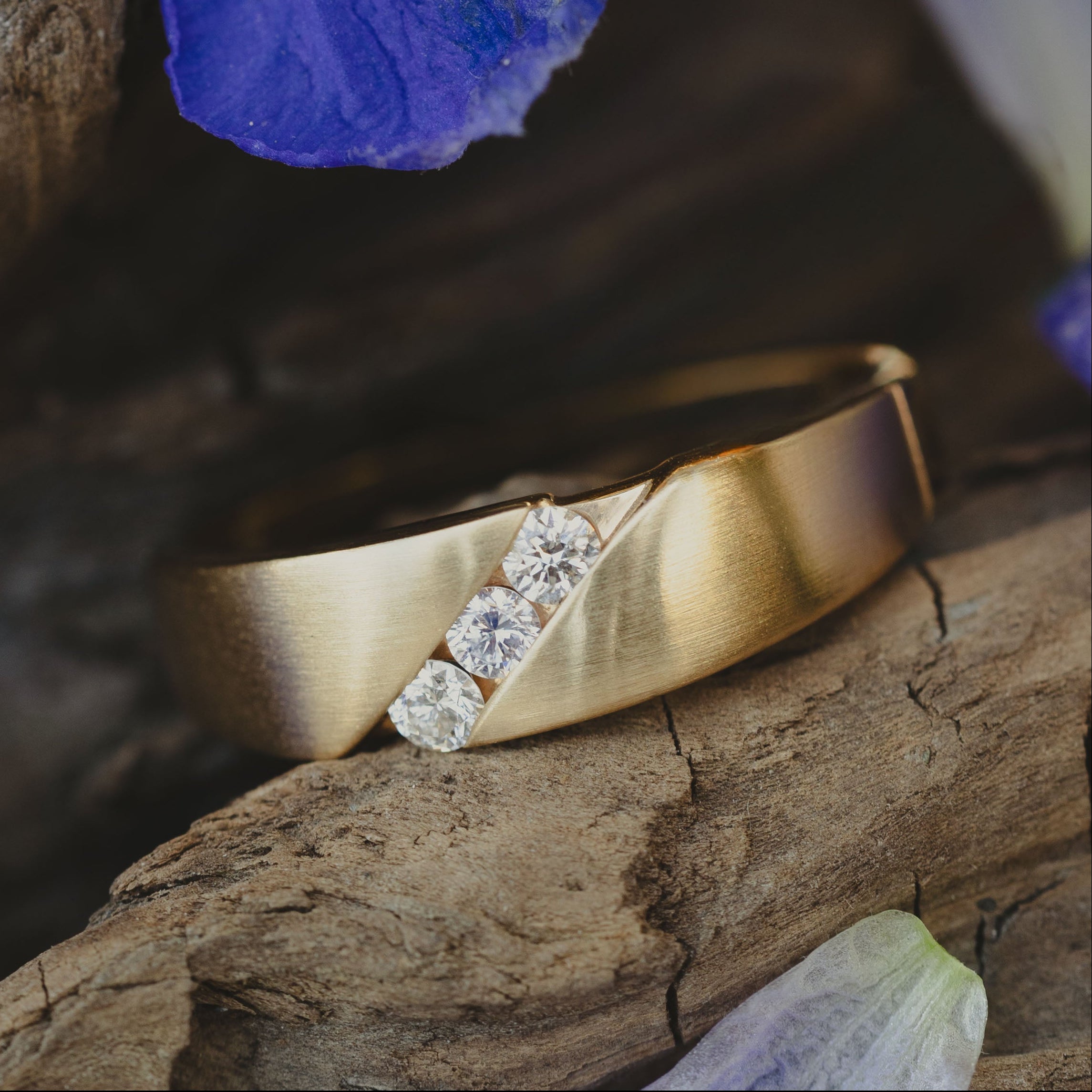 "Mateo" - Diamond Accented Engagement Ring With A Brushed Finish-Staghead Designs