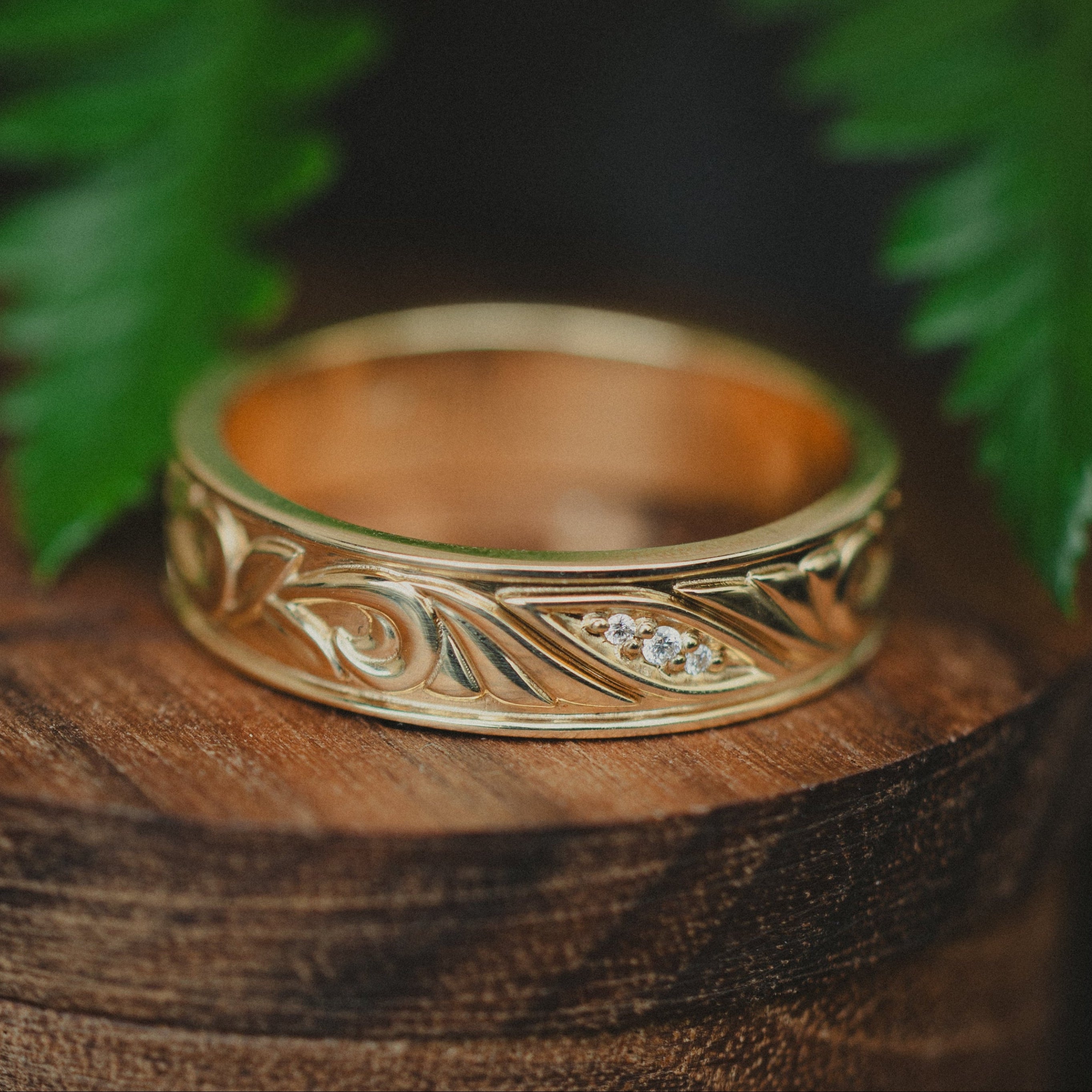 "Loras" - Floral Filigree Men's Engagement Ring With Diamond Accents-Staghead Designs