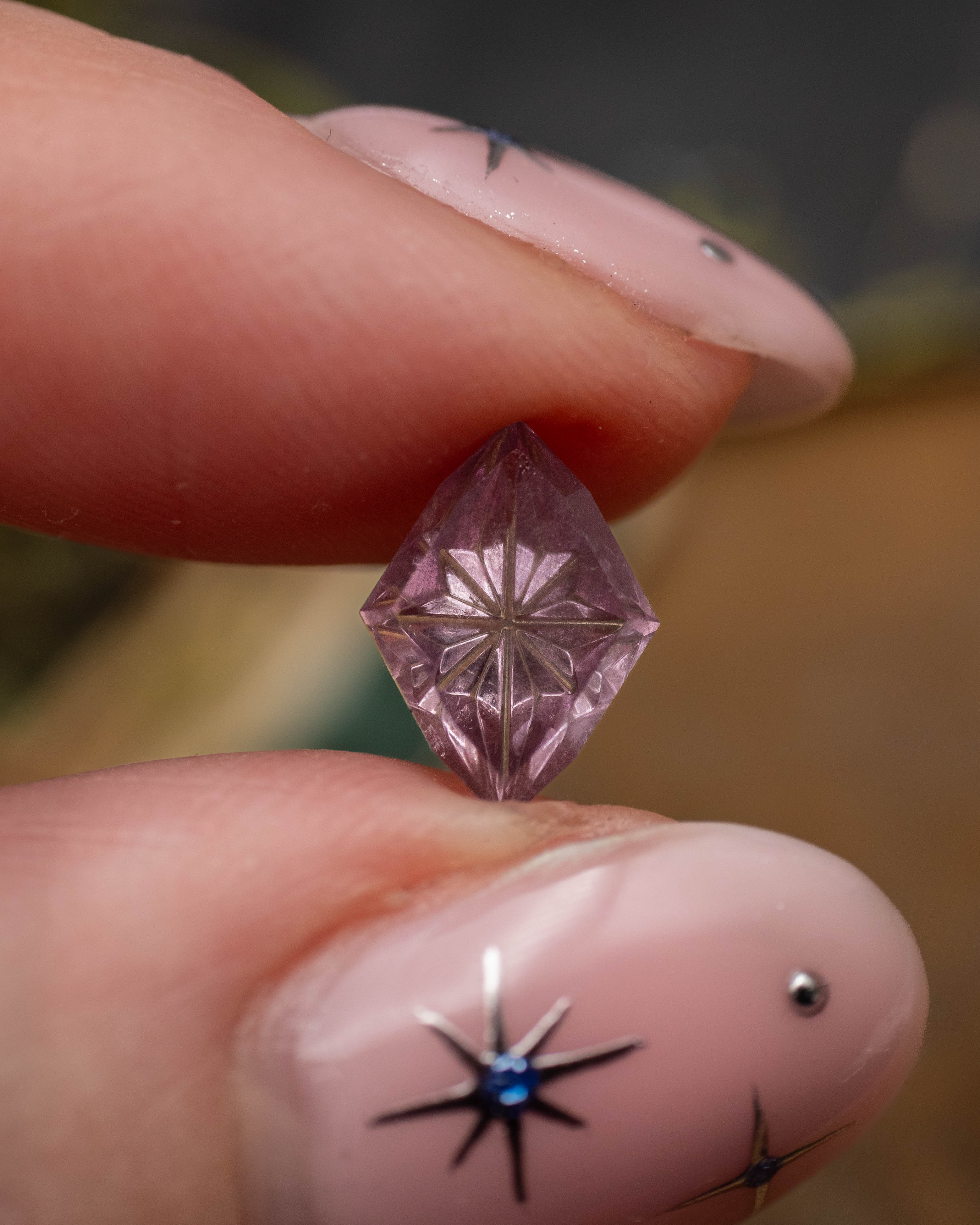 1.35ct 9.8x7.1x2.7mm MARQUISE FANTASY CUT PINK DRAGON GARNET-Staghead Designs