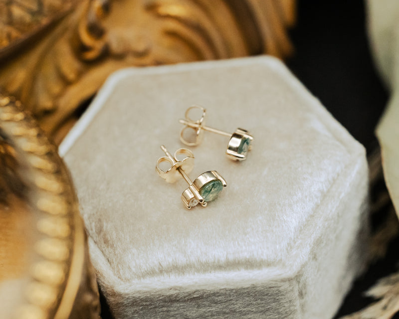 ROUND MOSS AGATE EARRINGS WITH DIAMOND ACCENTS-MossAgate_DiamondStudEarrings-2