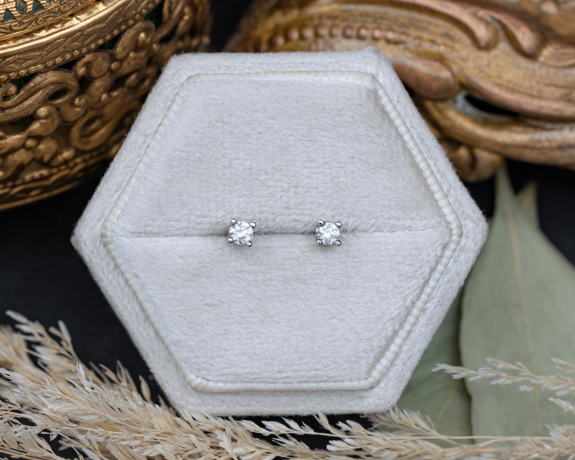 1/4CTW NATURAL DIAMOND STUD EARRINGS IN 14K GOLD-Staghead Designs