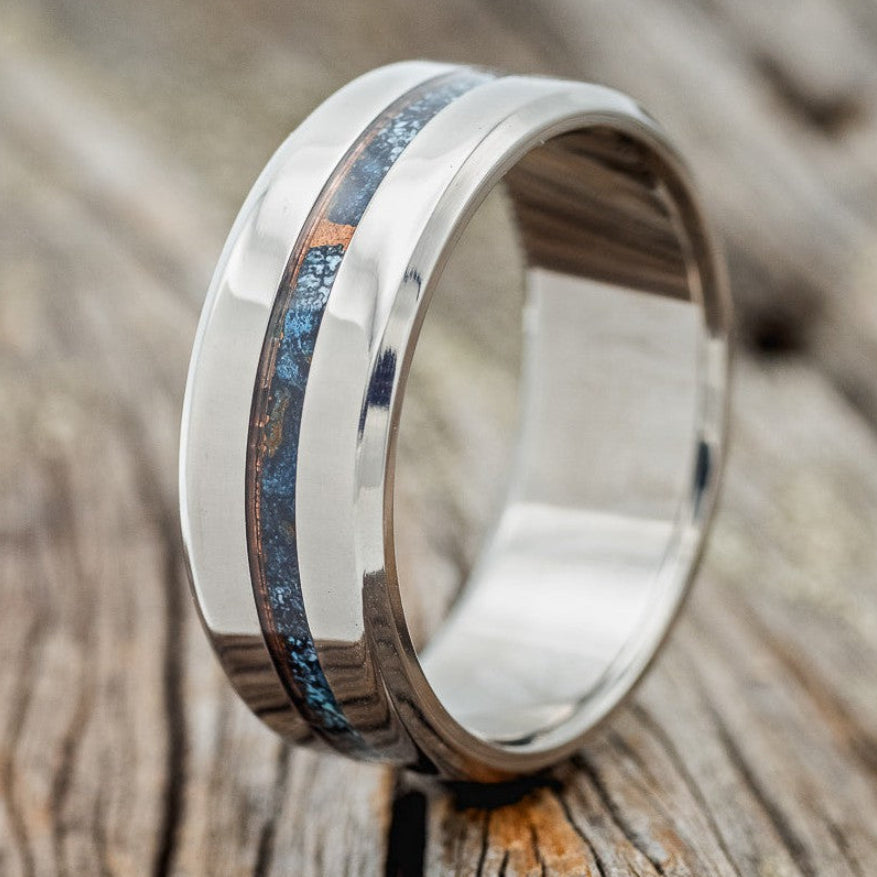 "NIRVANA" - CENTERED PATINA COPPER WEDDING BAND-1