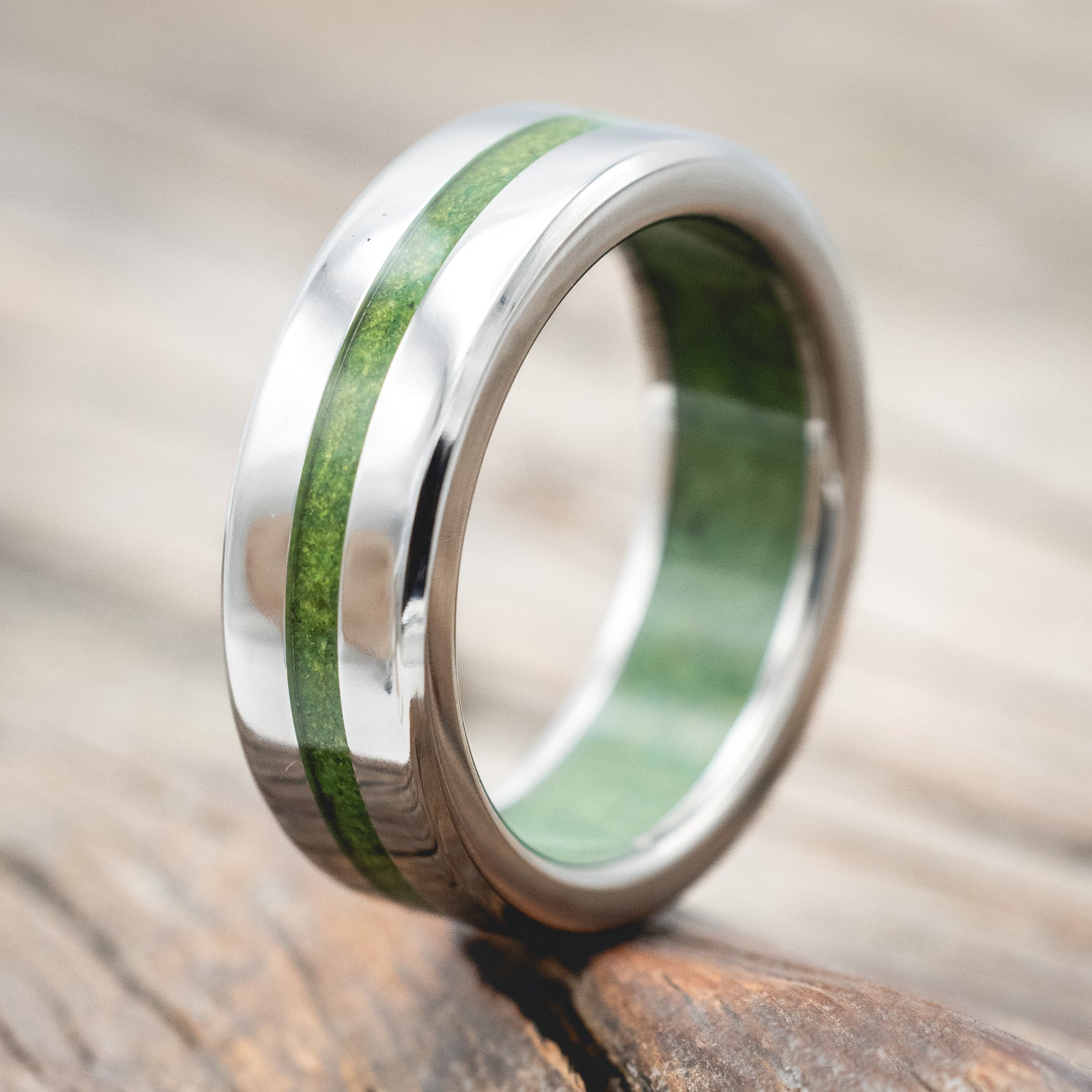 "NIRVANA" - MOSS WEDDING RING FEATURING A MOSS LINED BAND-Staghead Designs