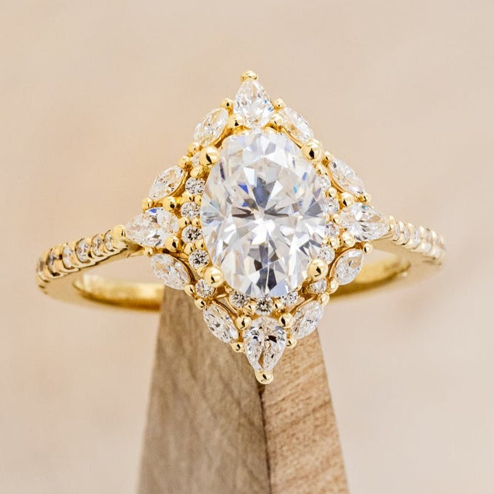 "NORTH STAR" - BRILLIANT CUT OVAL MOISSANITE ENGAGEMENT RING WITH DIAMOND ACCENTS & DIAMOND TRACER-1