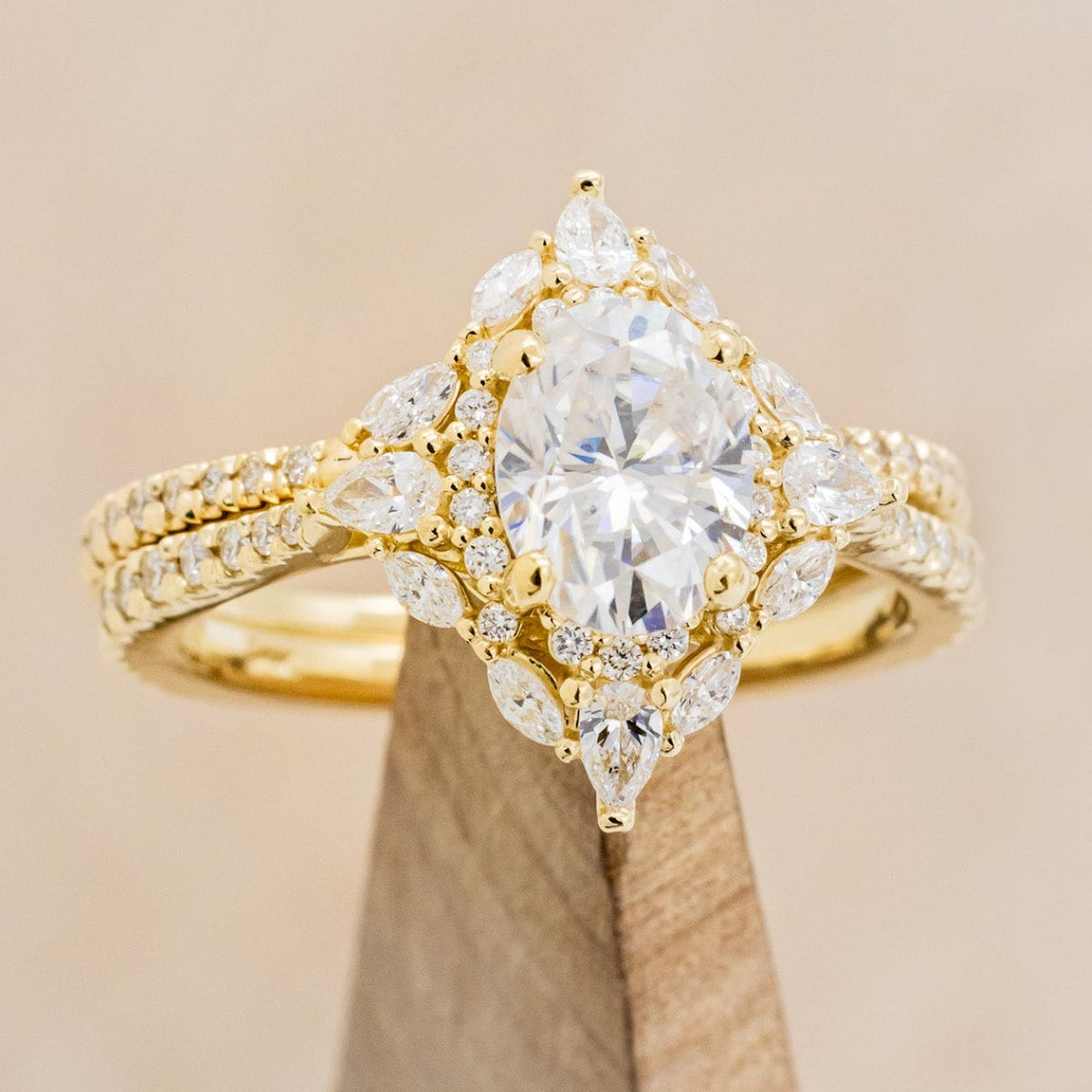 "NORTH STAR" - BRILLIANT CUT OVAL MOISSANITE ENGAGEMENT RING WITH DIAMOND ACCENTS & DIAMOND TRACER-8