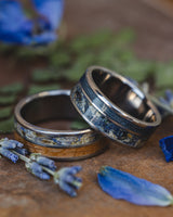 "DYAD" - LAVENDER & WHISKEY BARREL OAK INLAY WEDDING BAND-Staghead Designs