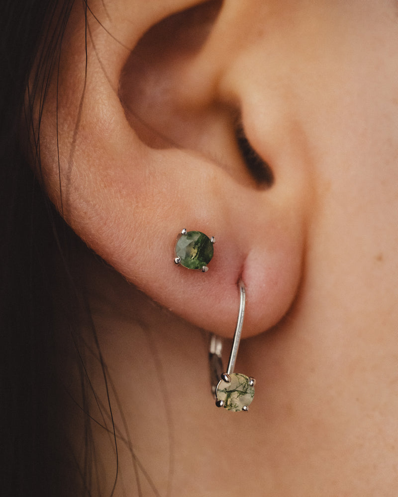 LEVER BACK MOSS AGATE EARRINGS IN 14K GOLD-4