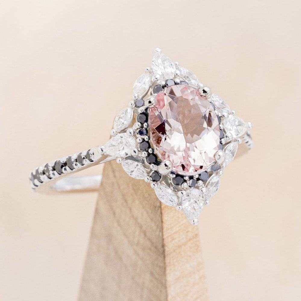 "NORTH STAR" - OVAL CUT ENGAGEMENT RING WITH DIAMOND HALO & ACCENTS-Staghead Designs