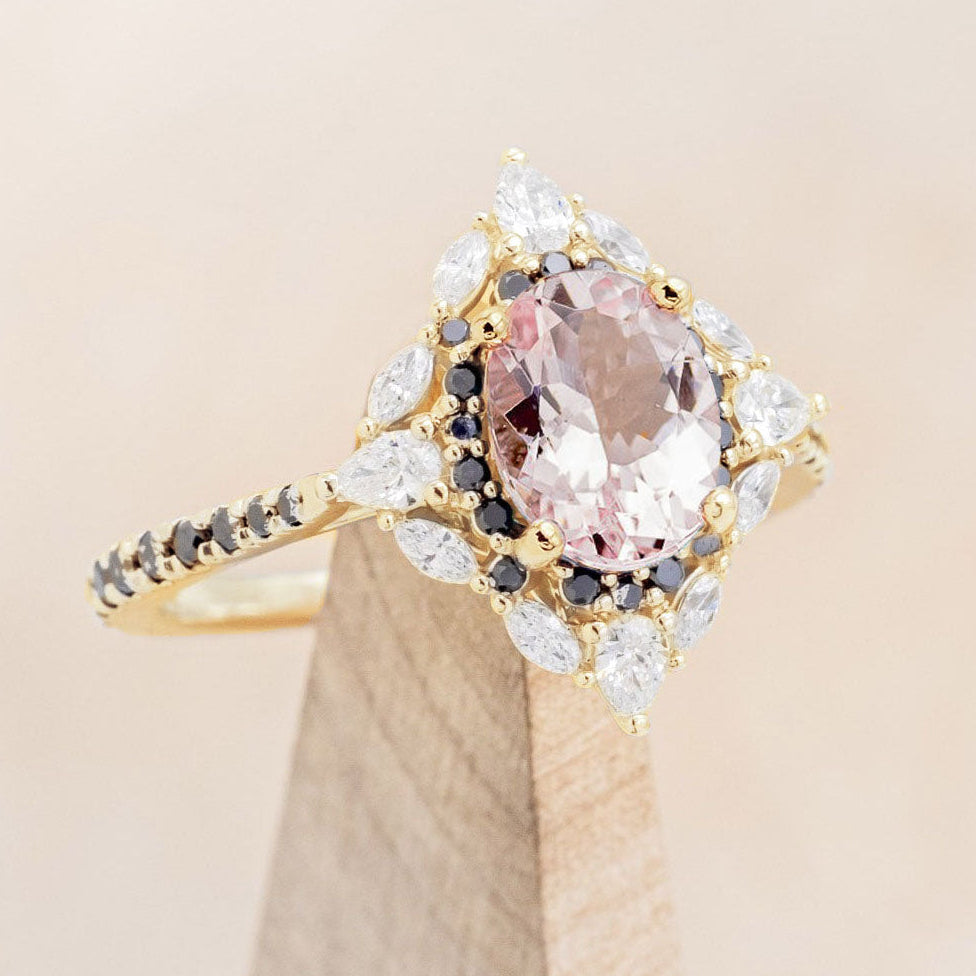 "NORTH STAR" - OVAL CUT ENGAGEMENT RING WITH DIAMOND HALO & ACCENTS-Staghead Designs