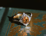 "NORTH STAR" - OVAL CITRINE ENGAGEMENT RING WITH DIAMOND HALO & ACCENTS-7