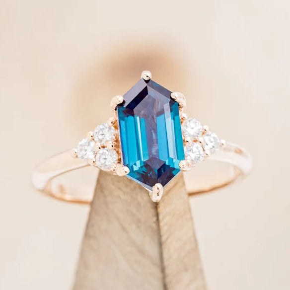 "OCTAVIA" - ELONGATED HEXAGON ENGAGEMENT RING WITH DIAMOND ACCENTS-4