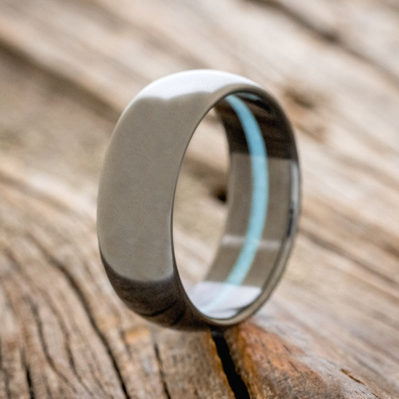 OFFSET TURQUOISE LINED WEDDING BAND-1