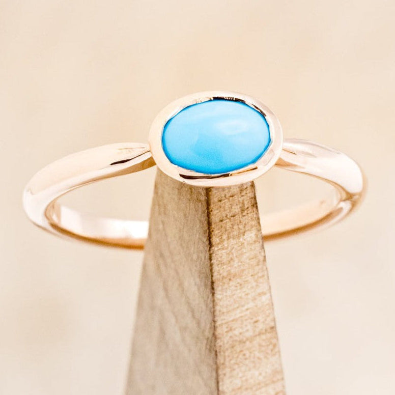 OVAL BLUE BIRD TURQUOISE ENGAGEMENT RING-1