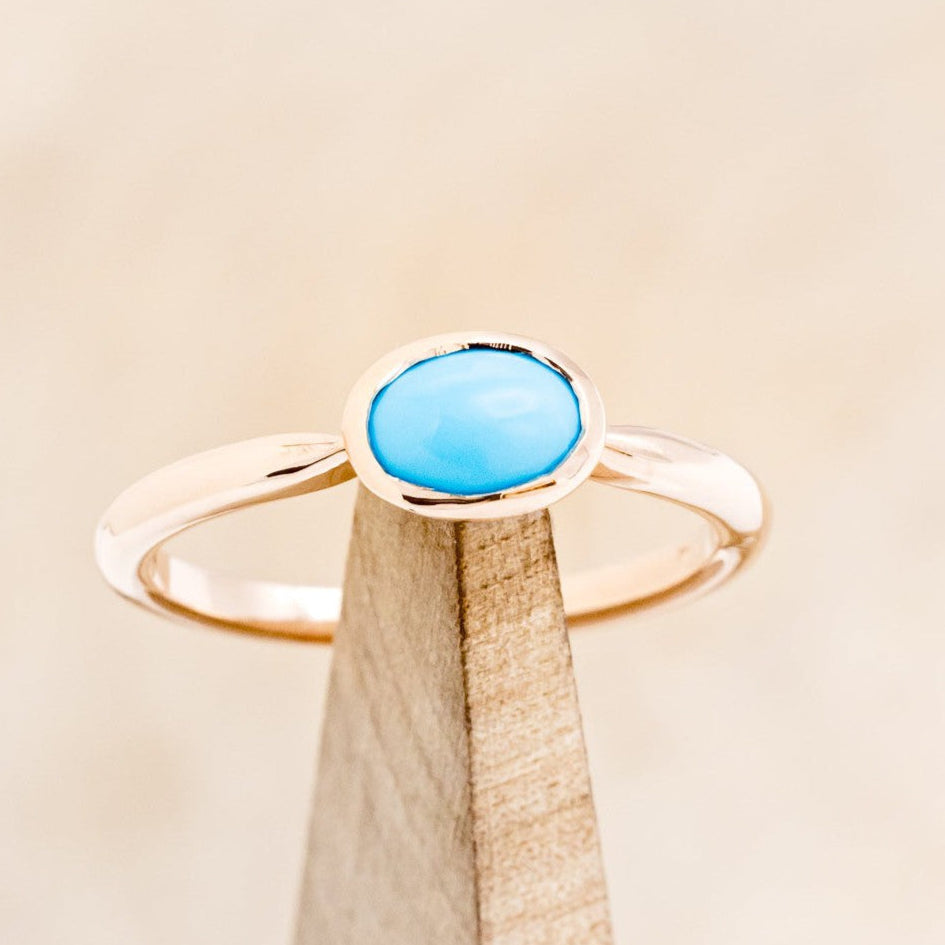 OVAL BLUE BIRD TURQUOISE ENGAGEMENT RING-1
