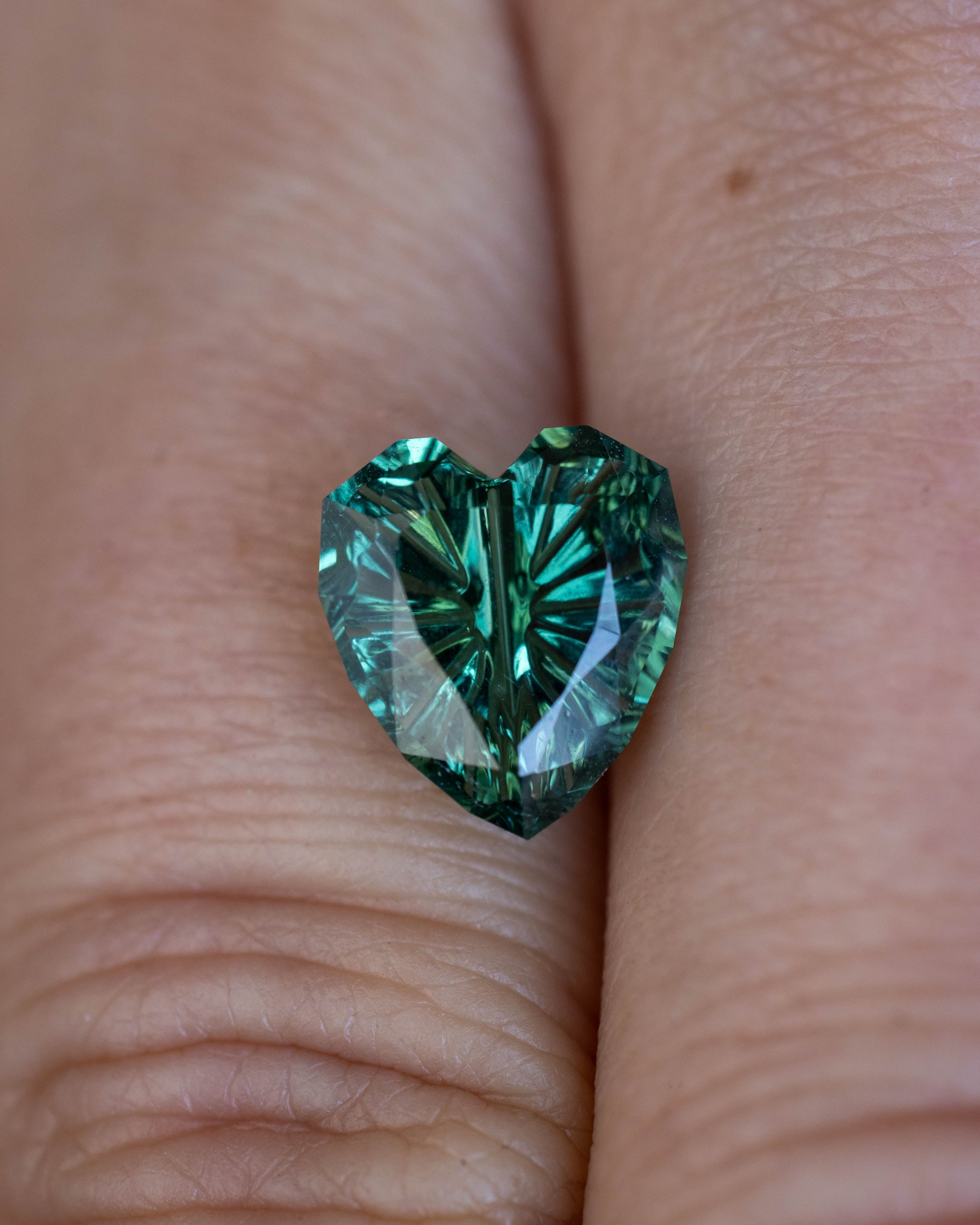 2.53ct 9.9x8.8mm HEART CUT TEAL TOURMALINE-Staghead Designs