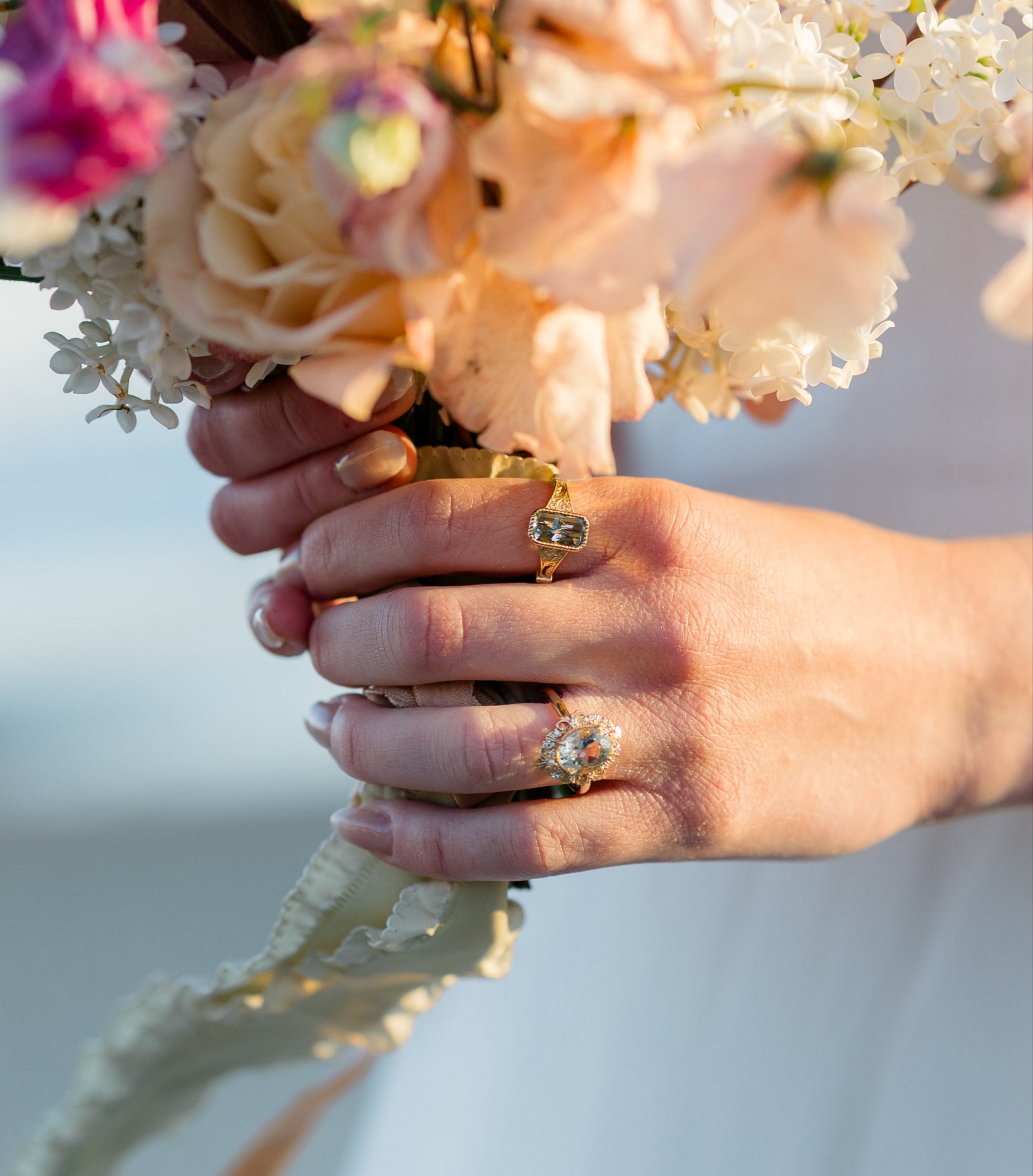 ONE-OF-A-KIND - "SELENE" - RADIANT CUT NATURAL GREEN SAPPHIRE ENGAGEMENT RING-Staghead Designs