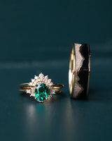 "ORNA" - OVAL LAB-GROWN EMERALD ENGAGEMENT RING WITH DIAMOND ACCENTS & TRACER-20