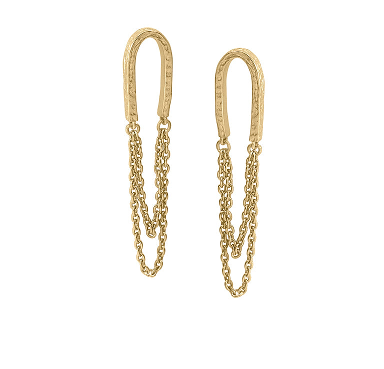 18K GOLD VERMEIL SILVER DANGLE CHAIN EARRINGS - BY JORGE REVILLA-3