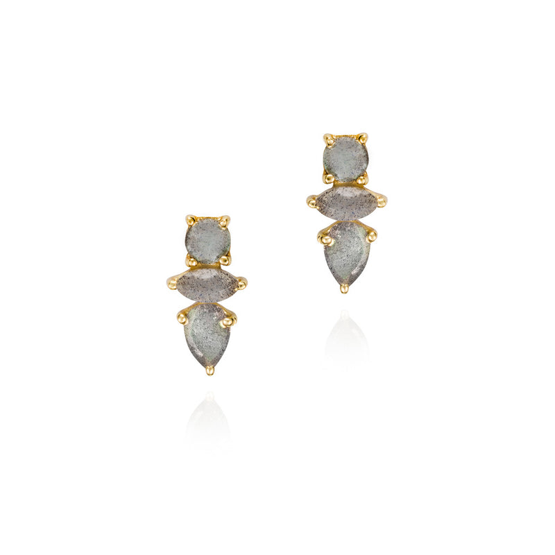 BELLA COLLECTION - 18K GOLD VERMEIL SILVER EARRINGS WITH LABRADORITE - BY JORGE REVILLA