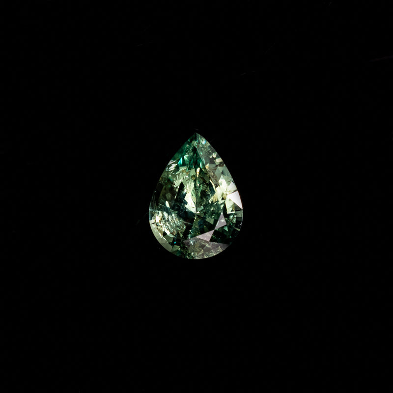 "PEAK" - PEAR CUT LIGHT GREEN MONTANA SAPPHIRE-4