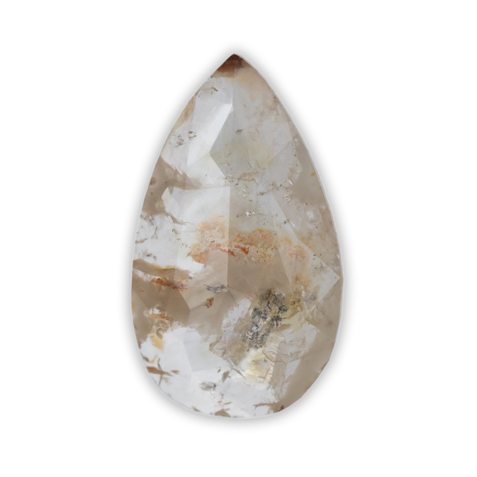 1.1ct 11.55x6.67mm PEAR ROSE CUT CALICO SALT & PEPPER DIAMOND-Staghead Designs