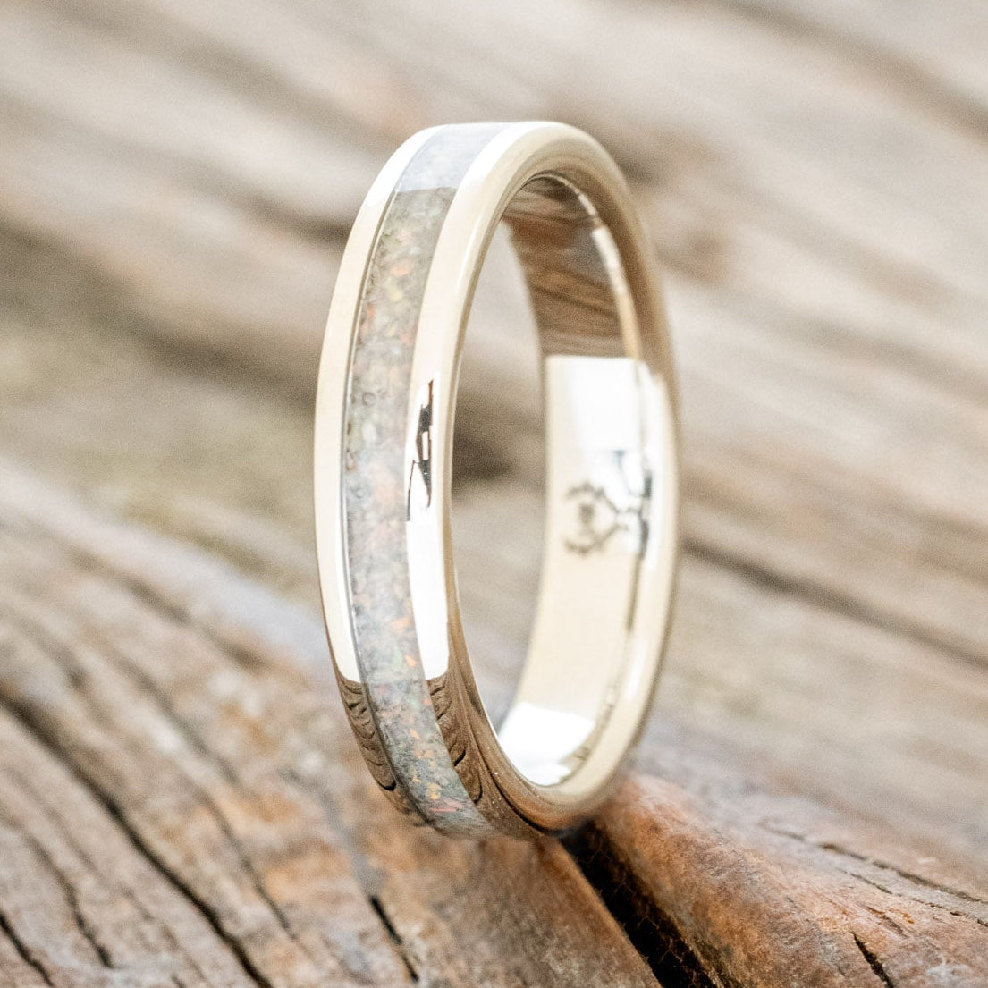 "PERENNA" - FIRE & ICE OPAL 14K GOLD STACKING BAND-1