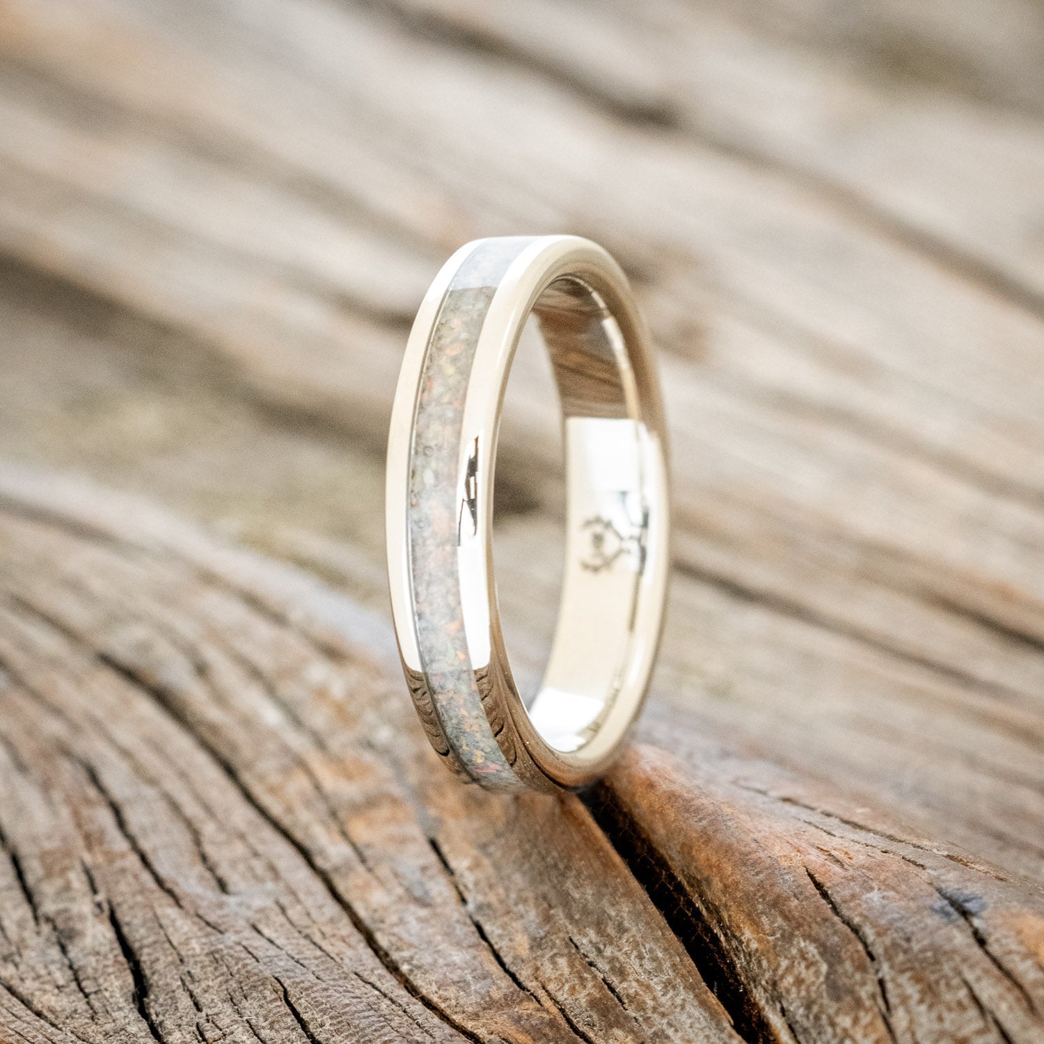 "PERENNA" - FIRE & ICE OPAL 14K GOLD STACKING BAND-1